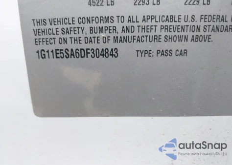 2013 Chevrolet Malibu 2Lt z USA, uszkodzony, nr VIN 1G11E5SA6DF304843